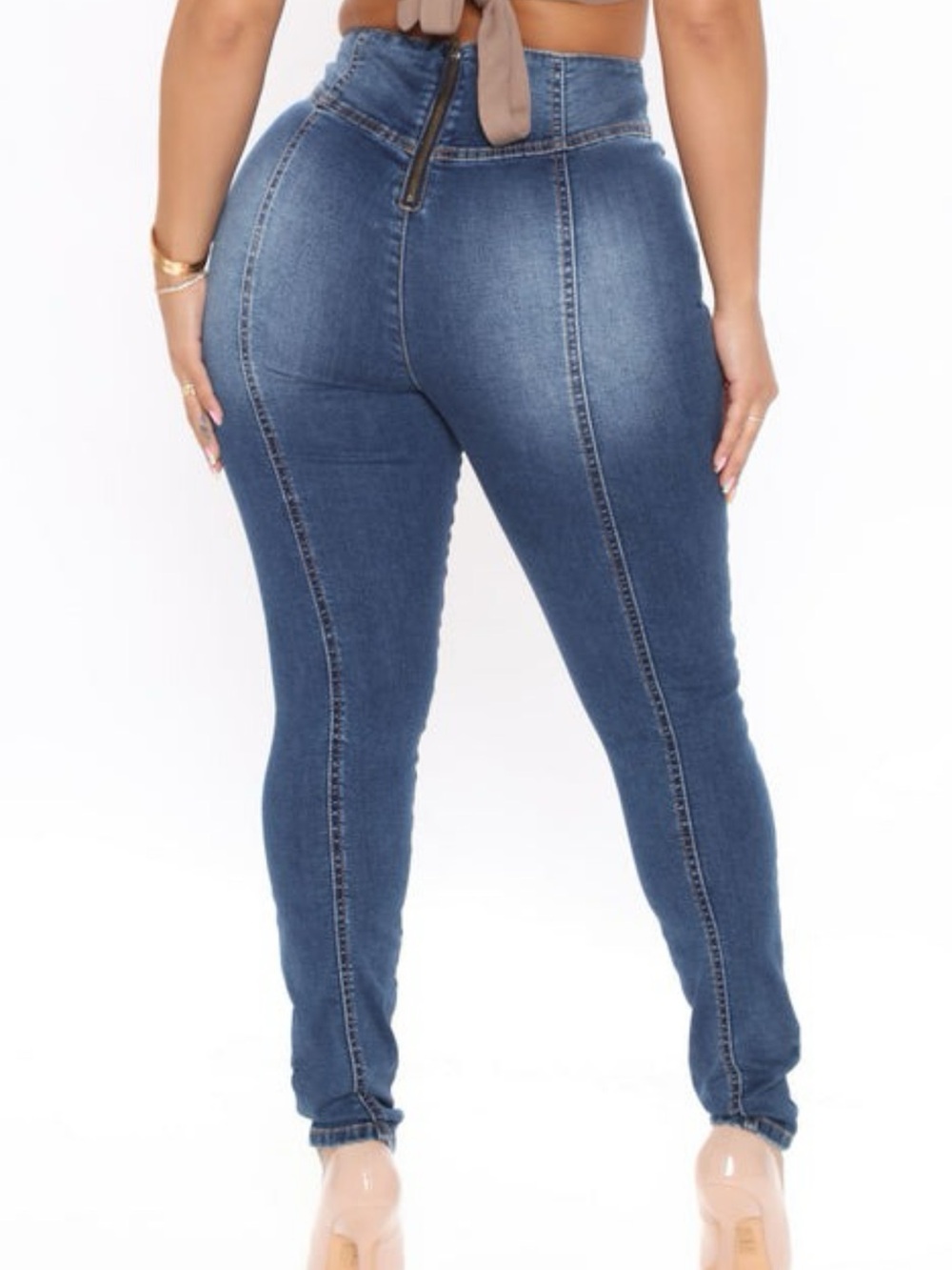 Fashion Nova Dark Blue High-Waist Skinny Jeans - Picture 2 of 3